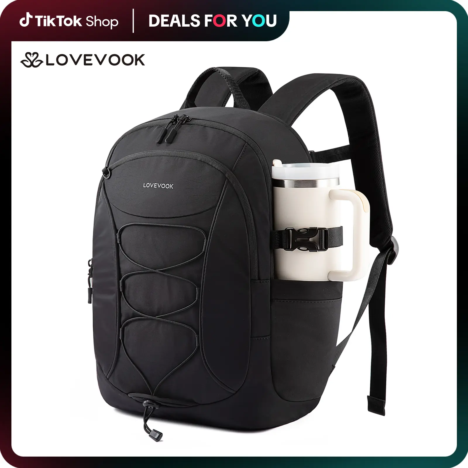 LOVEVOOK TikTokShopBacktoSchool Laptop Backpack for Women with Pouch Pocket for Large Capacity Cup,15.6&17 Inch Professional Work Computer Laptop College Teacher Personal Item Travel Bag,Lightweight Hiking Backpack Purse