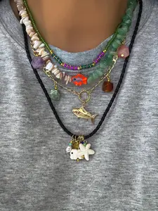 Boho Style Stone Beaded Necklace Set, 4 Piece Fashion Accessory for Women, Perfect for Beach Vacation, Date Night, Party, Necklace Layering Clasp