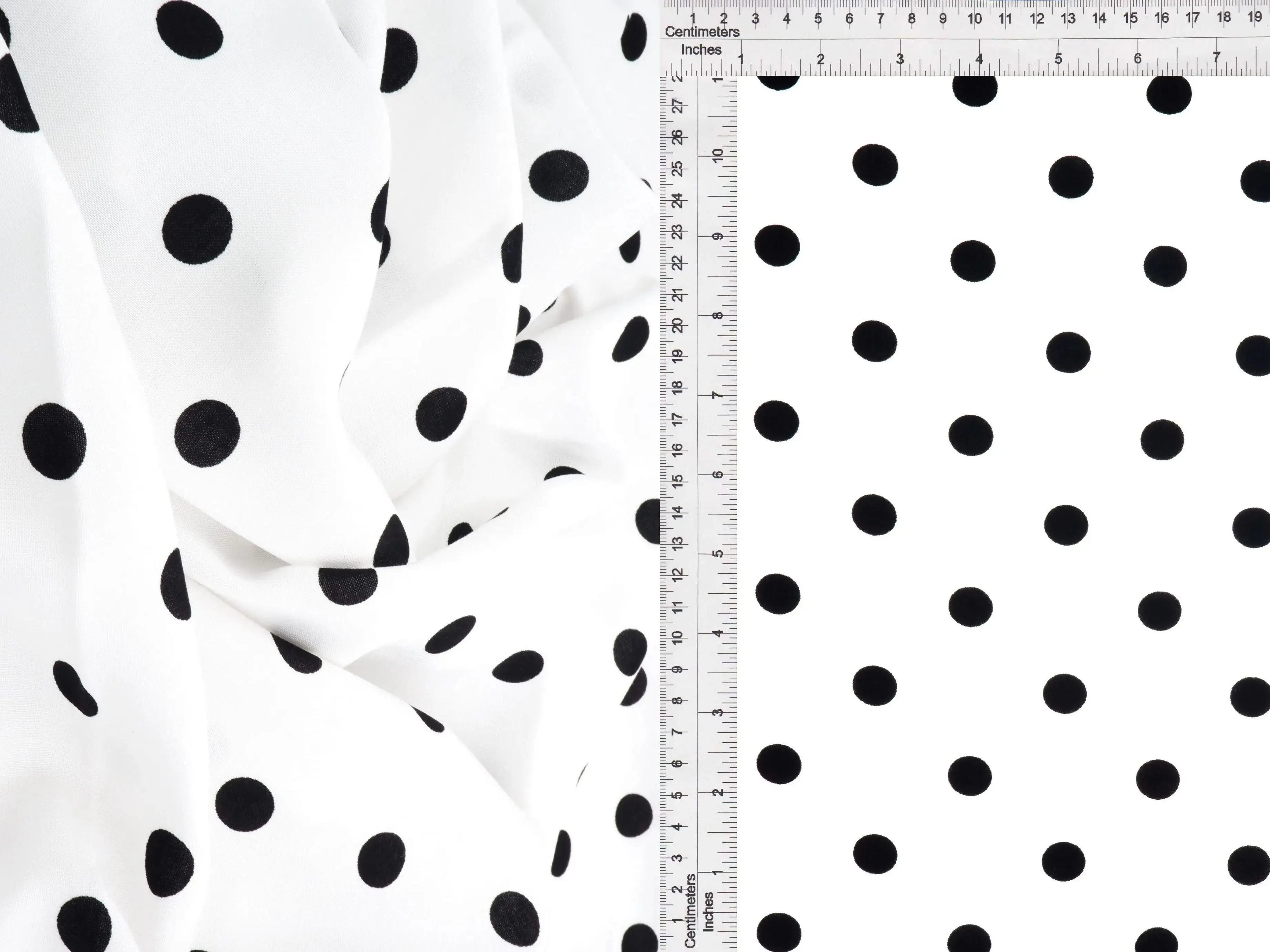 Rayon Challis Polka Dot Print Fabric, 54 in Wide, 120 GSM Lightweight Soft Draping Apparel Fabric for Sewing Projects