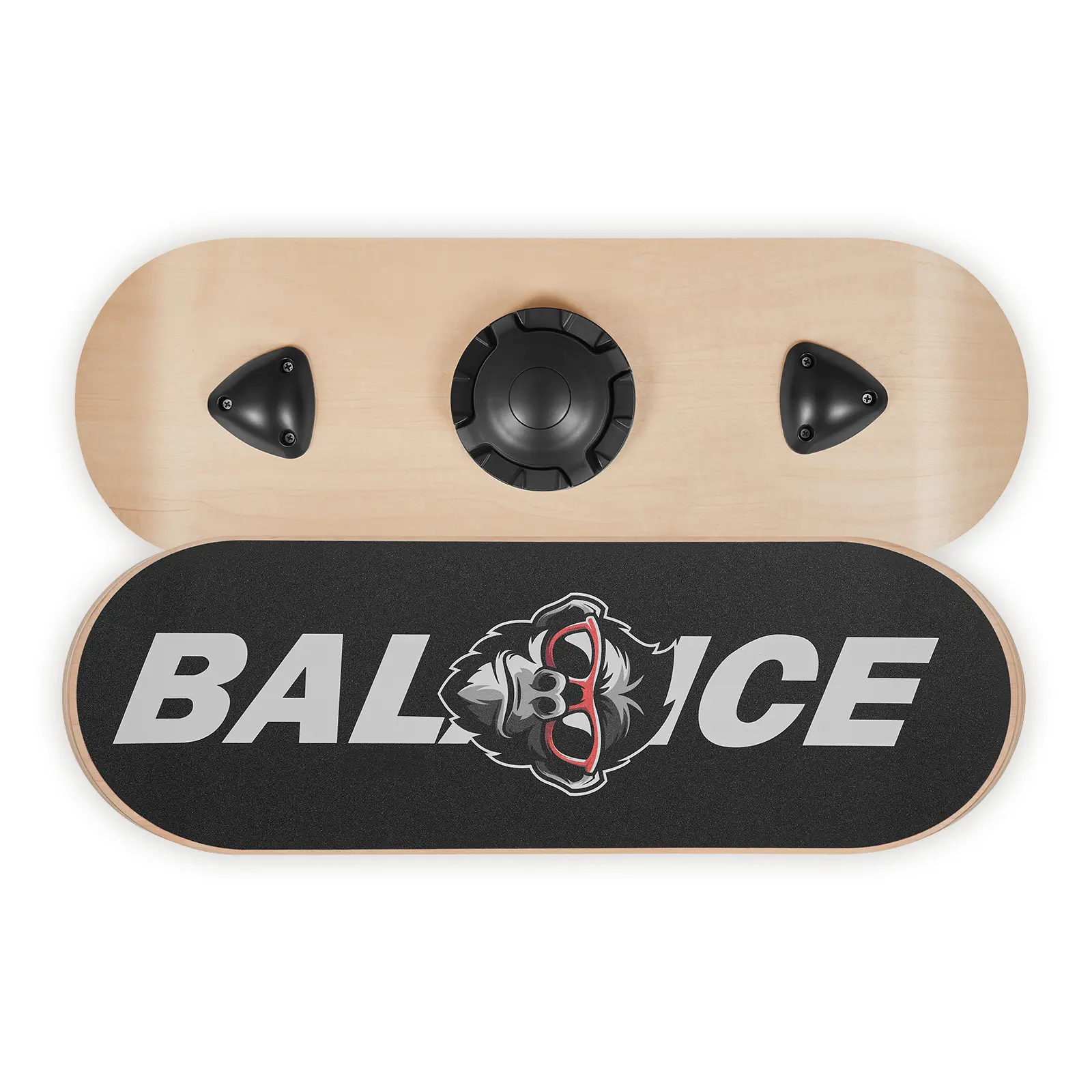Multi-Layer Wood Balance Board Trainer for Adults - 3-Level Adjustable Difficulty, 360° Rotation, Slip Resistant Top & Base, Compact Design, Core Workouts, Home Gym Balance Training Equipment, Wooden, Three Levels