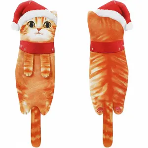 1/2 Pcs Christmas Cat Hand Towels, Funny Festive Hanging Towels with Cute Cat Patterns, Absorbent Kitchen  Bathroom Towels for Xmas, Gift for Cat Lovers, Family  Friends
