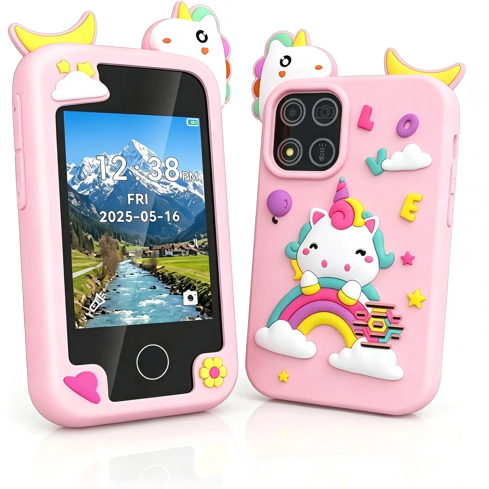 Kids Smart Learning Phone - 2.8" HD Display, Dual Camera, 20 Games, MP3, Videos, Step Counter, Alarms, Rechargeable Batteries, Camera Toy Tablets & Computers, Educational Toy for 3-10 Year Old Girls, Christmas Birthday Gift