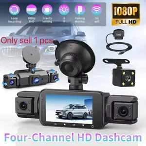 Four-Direction Full HD Dash Cam, WiFi & 64GB SD Card, 4-Inch IPS Screen, Hdr, APP Control, Car Camera Recorder