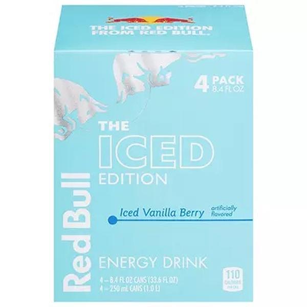 Red Bull Iced Edition Iced Vanilla Berry 4 Pack 8.4 Fl Oz Cans Smooth Refreshing Flavor with Caffeine & B Vitamins for Anytime Energy Boost