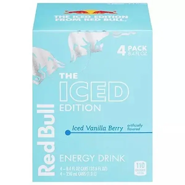 Red Bull Iced Edition Iced Vanilla Berry 4 Pack 8.4 Fl Oz Cans Smooth Refreshing Flavor with Caffeine & B Vitamins for Anytime Energy Boost