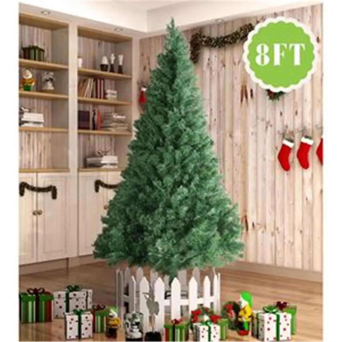 212 MAIN 8 in. PVC Fake Christmas Tree - Fake Tree with Metal Stand, Quick Setup, Realistic Look, LED Lights, Ornaments, Christmas Decorations for Home Festive Decoration Use