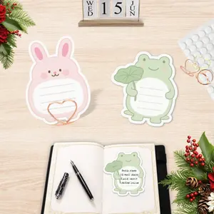 YOOMA  Charming Bunny & Frog Sticky Notes,Cute Sticky Notes Collection, Perfect for Daily Planner, Reminders,Sticky Notes for Daily Convenience and Quick Notes, 100-Pack with100pcs Stickers+3pcs Mental Note Card Clip, Cute Animal Notepads