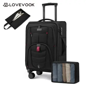 【NEW IN】LOVEVOOK Fall Carry On Luggage 22x14x9 Airline Approved, 22-Inch Suitcases with Spinner Wheels, Softside Carry-on Luggage with TSA Lock for Men Women Business Trip, Lightweight Large Capacity Luggage for Travel