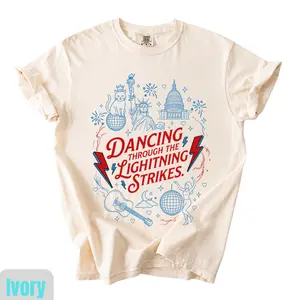Comfort Colors Dancing Through The Lightning Strikes Shirt, Red White and Blue Tshirt, Resistance 4th of July Tee