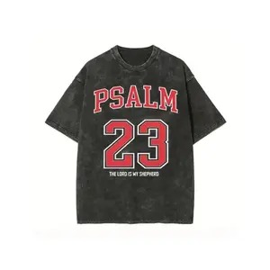 Psalm 23 Graphic Vintage Wash Oversized Tee Unisex Top Crewneck Streetwear Casual Loose Fit Short Sleeve Shirt For Everyday Outfits Church Weekend