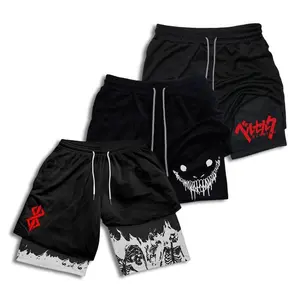 Berserk All in One design anime graphic gym shorts, fitness basketball shorts, regular fit, casual, comfortable, breathable sportswear, sports shortsRAIMENTRY
