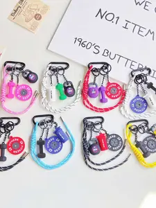 Original Sport Fitness Pendant 5Pcs Set-Barbell Dumbbell Keychain Water Bottle Kettlebell Gym Keyring Accessories Dumbbell Barbell keychain Handmade Braided Rope Hanging Pendant Lanyard Men Women Bag Purse Charm Backpack Ornaments Decoration Key Fob Gift