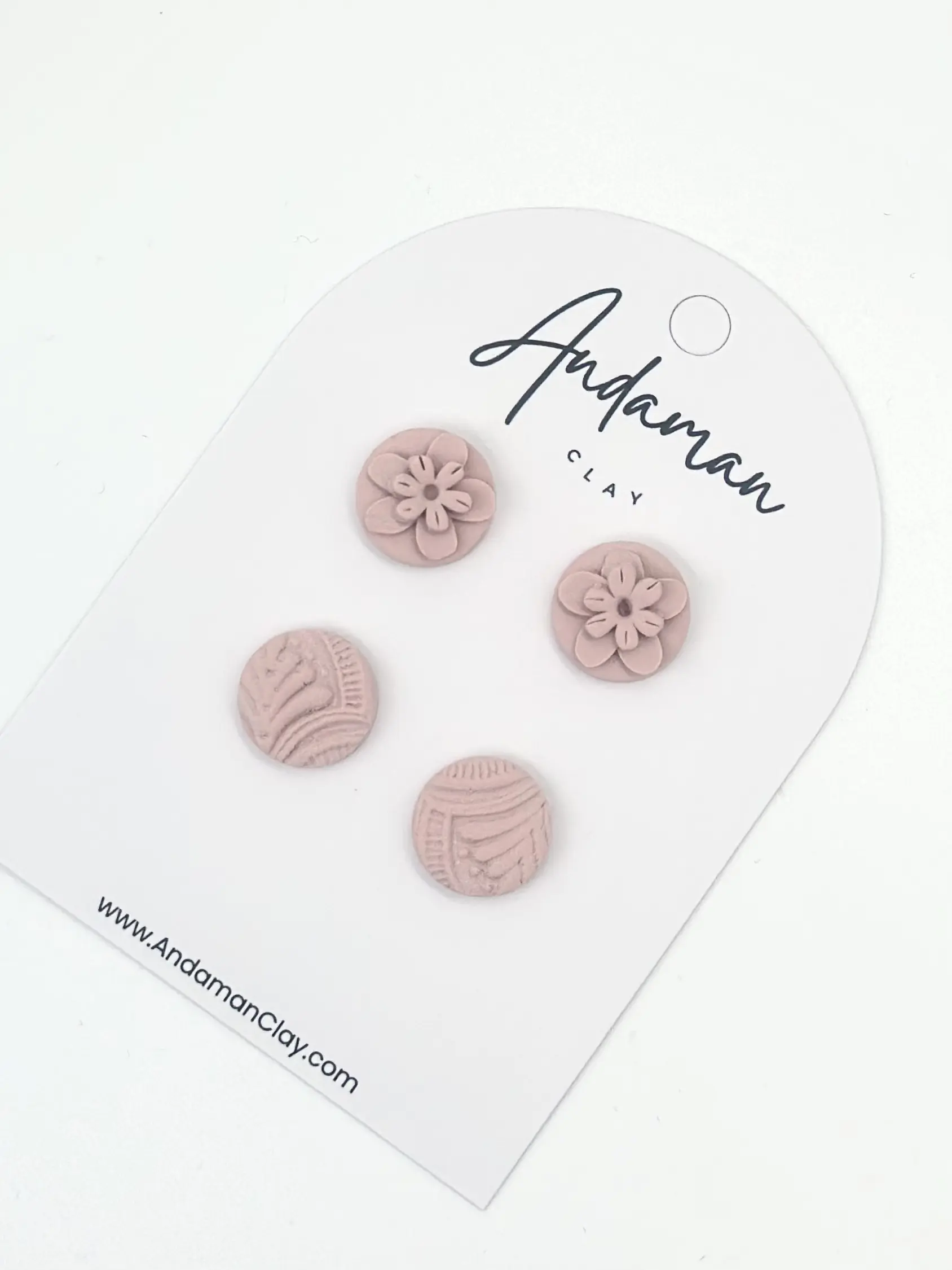 Handmade Clay Duo Stud Earrings - Minimalist Floral Design, Unique Handmade Jewelry Set