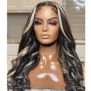 Highlight Blonde Wig Human Hair 13x4 13x6 Body Wave Lace Frontal Human Hair Wigs HD Transparent Lace Frontal Human Hair Wig Pre Plucked Natural Hairline For Woman