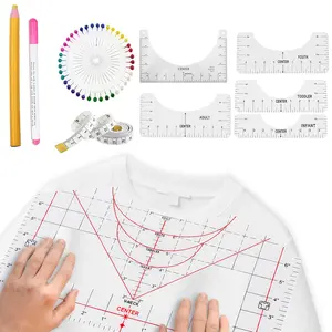 10 count Tshirt Ruler Guide for Vinyl Alignment,Round Ruler for Alignment Measurement Template,Craft Sewing Supplies Accessories Tools,T-Shirt Alignment Tools for Cricut Heat Press
