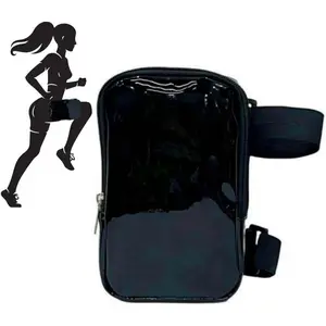 Holographic Thigh Bag Waist Pack with Adjustable Straps, Colourful Leg Bag for Women Thigh Bag for Outdoor Hiking Travel Sport Use (black) Waterproof Pouch Running Belt