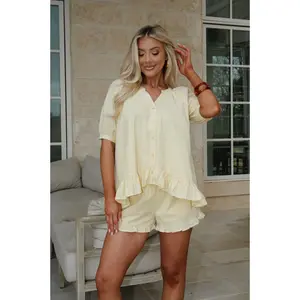 Selena Gingham Shorts Set-Yellow