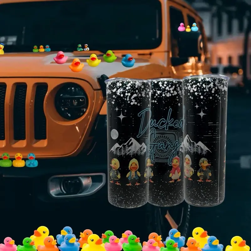 Ducked Gang 20oz Stainless Steel Tumbler - You Don’t Need a Jeep to be Part of the Gang - Funny & Customizable Tumblers- Perfect for Personal Use or Gifts - Drinkware, Durable, Spill Proof Lid, Metal Straw, Slip Resistant Leakproof Water Bottles