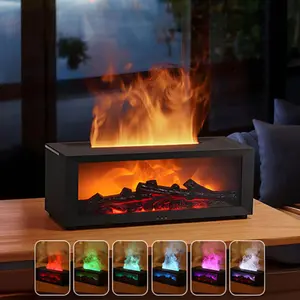 Fireplace Humidifier ,USB-Powered Simulated Flame Aroma Diffuser,  Colorful Flame Fire Diffuser Humidifier, 7 Colors Changing , Timer & Auto-Off for Home ,Office, Bathroom & Bedroom - Holiday & Christmas Gift - No Battery Included