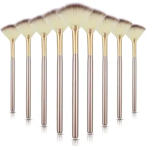 9 Pieces Facial Fan Mask Brushes, Soft Facial Applicator Brushes Tools for Peel Glycolic Makeup for Mud Cream(Champagne)