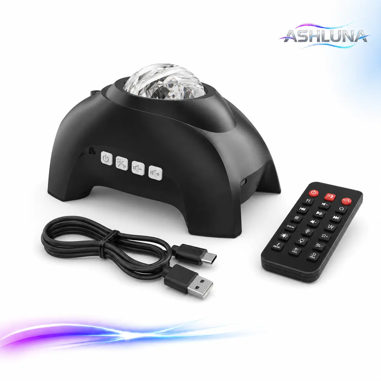 ASHLUNA Aurora Galaxy Projector with Bluetooth Speaker, White Noise, Remote Control, Timer and Multicolor Starry Effects