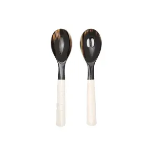 Horn Serving Spoon Set in Mixed Black and Natural