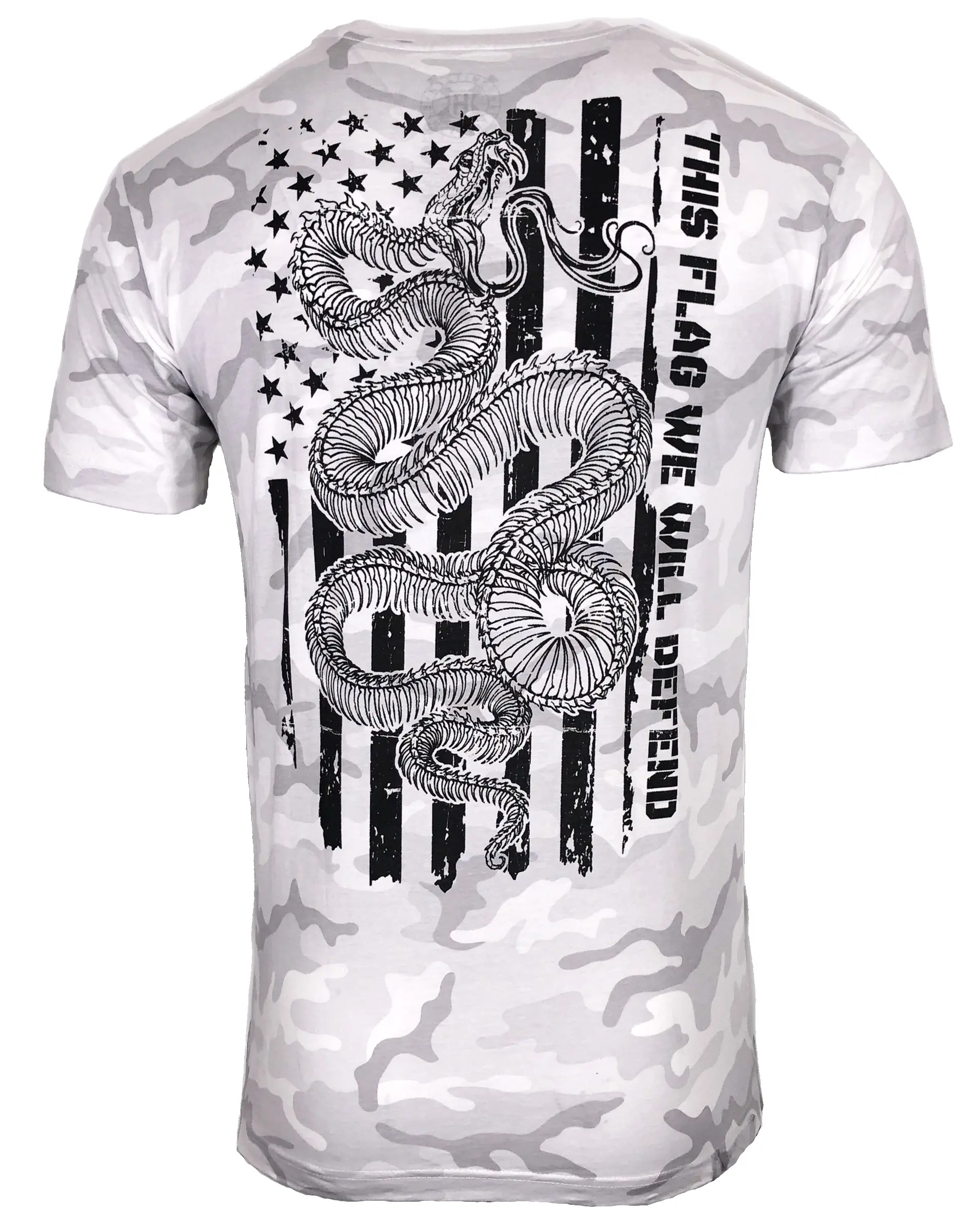 Howitzer Men's Defend Flag Patriotic Graphic T-Shirt, Short-Sleeve Cotton Blend with Hand Drawn Art that Supports Veterans, Patriotic Tee