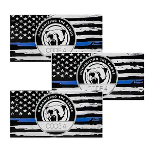 Thin Blue Line Sticker - Code 4, Thin Line Flag Car Decal, Police Support Stickers - American Flag Thin Blue Line Decal for Cars, Trucks, Windows, Laptops