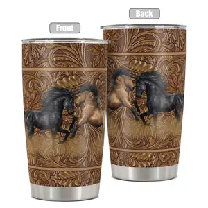Stainless Steel 20oz Tumbler with Beautiful Horse Design, Durable and Insulated, Perfect Gift for Horse Lovers and Equestrians