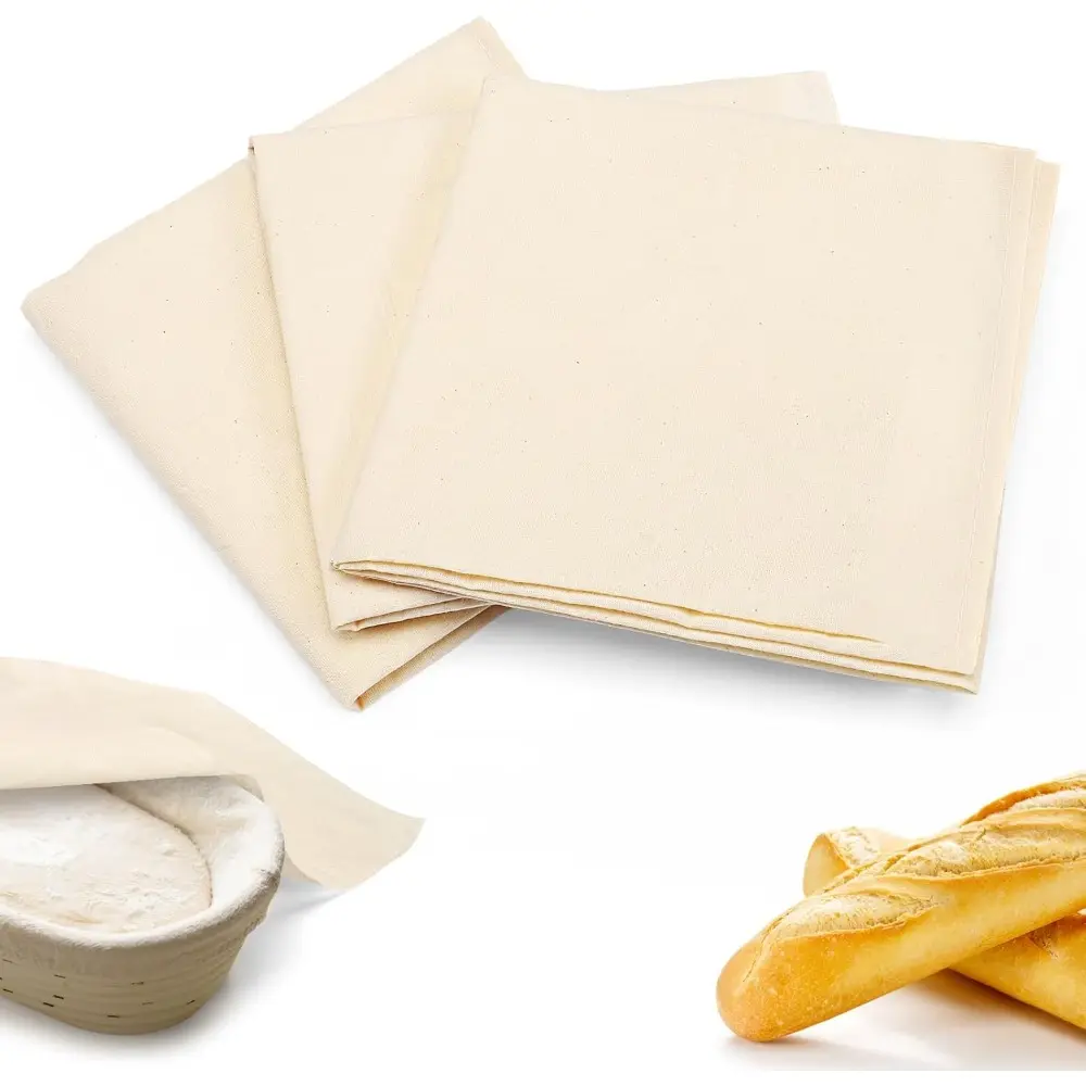 3-Pack Unbleached All-Cotton Flour Sack Cloths - 28 in Bread Making Towels, Proofing Covers, Sourdough Loaf Tool, Bakers Gift