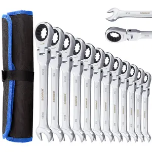 12PCS Ratcheting Wrench Set Flex Head, SORAKO SAE Combination Ratchet Wrench kit, 1/4″ - 13/16″ Chrome Vanadium Steel Wrenches wrench set Hand Tools