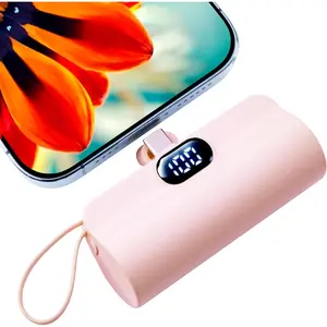 CooLuzer Mini Power Bank,Capsule Power Phone Charger 5500mAh,Portable Charger with Dual USB-C Ports for iPhone 17/16/15/15 plus/15 pro/15 pro Max/Android Phone/Samsung/Moto/LG etc (Pink) : Cell Phones & Accessories