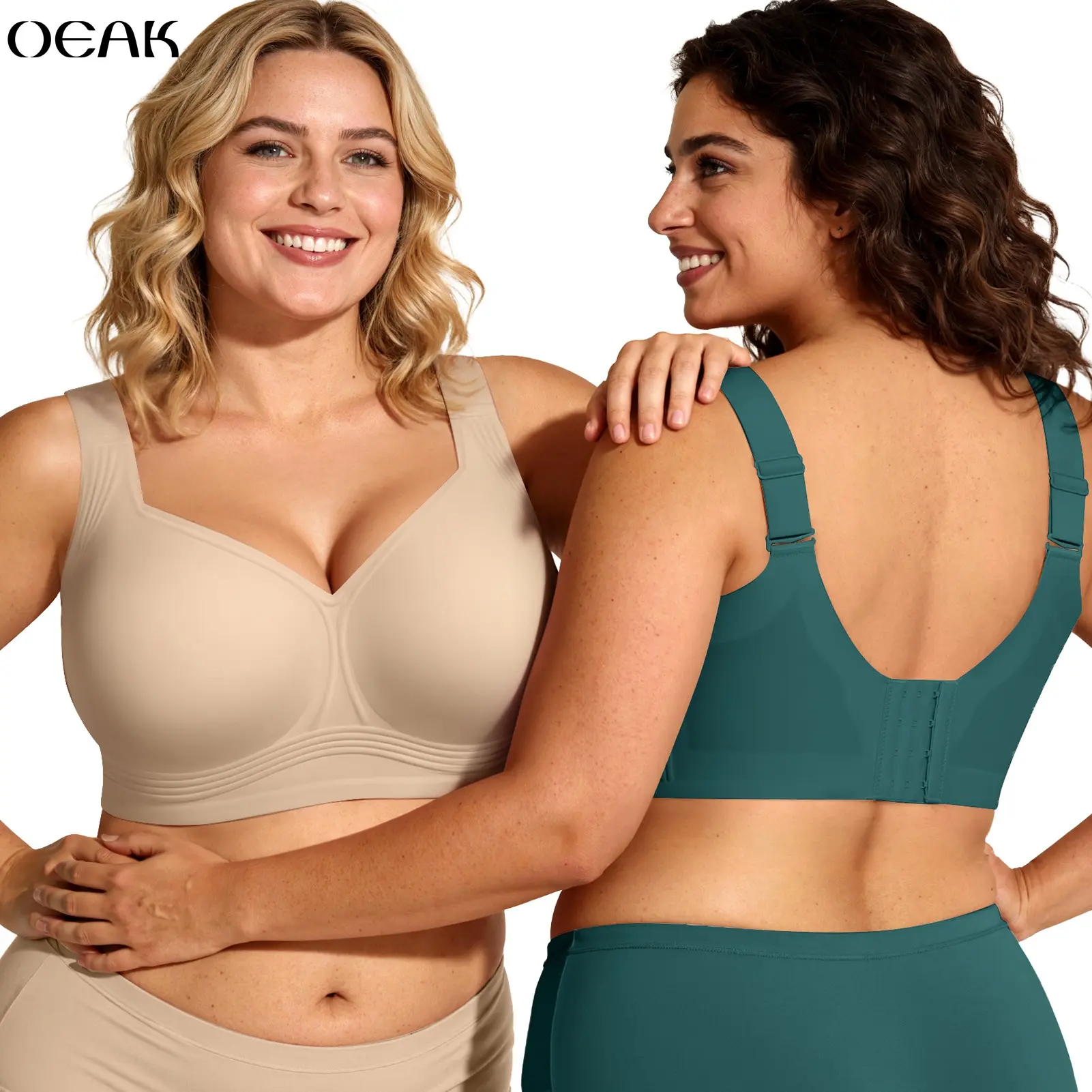 OEAK Jelly Bras Women Seamless Lift Bra Wireless Push Up No Underwire Full Coverage Plus Bras Comfort Supportive Sports T-Shirt Bra