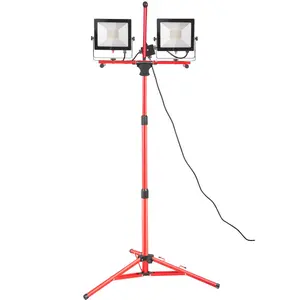 VEVOR LED Work Light with Stand, 10000 Lumen Dual-head LED Work Light with 27.6\"-68.1\" Adjustable and Foldable Tripod Stand, IP65 Waterproofed LED Tripod Work Light, with 5000 Kelvin Color Temperat