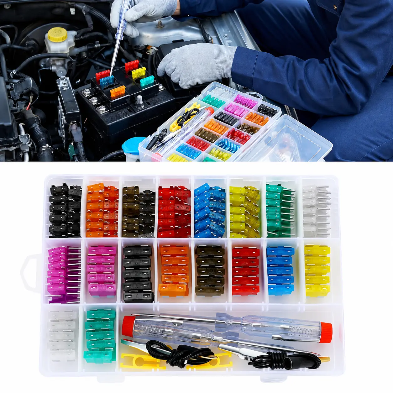 306 PCS Mixed Automotive Blade Fuse Kit - Standard, Mini, Low-Profile Assortment with Fuse Puller & Circuit Tester for Car, Truck Electrical Repair & Circuit Protection Hardware