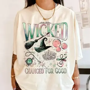 [Winter Outfits]Comfort Colors Wicked Change For Good Shirt, Defy Gravity Broomstick Magic Wand, Wizard Movie Fan Shirt, Wicked Musical Fan Gift Cotton Top..