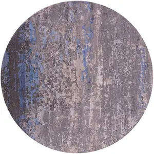 SUPER SALE 6' Round Modern Abstract Handmade Wool & Silk Rug - Q21187