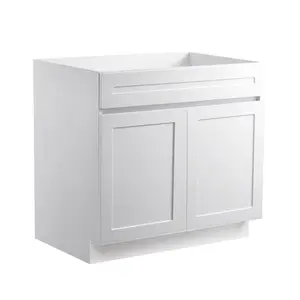 fathersdaygift VEVOR White Shaker Base Cabinet, 36-Inch Unassembled Sink Base Cabinet, 36 Wx 24 Dx 34.5 H Ready to Assemble Cabinet with Soft-Close Doors and Adjustable Shelf, for Home Office