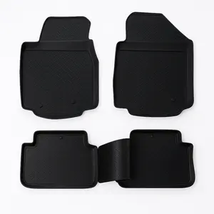 3D Custom Fit Floor Mats for 2009-2015 Honda Pilot (All Trims), All-Weather Floor Liners, Full Set for 1st & 2nd Row, Black, Rubber