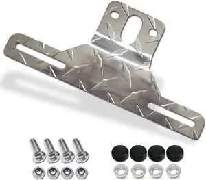 Trailer License Plate Bracket Frame- Aluminum Heavy-Duty Bracket Holder for Trucks, Trailers, RVs, Boats, 1 Pack Universal License Plates with Mounting Screws, Caps