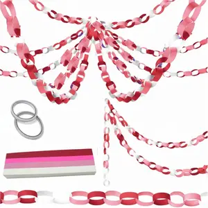 600 Sheet Paper Chain Garland Strips 1x8 Inch with Double Sided Tape, DIY Construction Paper Chains for Birthday Wedding Holiday Party Decorations, Crafts Supplies ( Gradient)