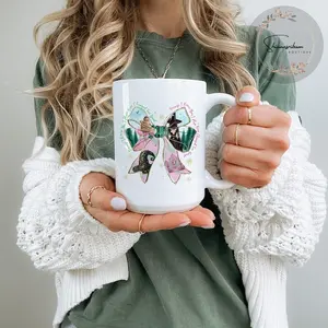 Beautiful Wicked-Inspired Coffee Cup, Unique Holographic Pink & Green Cups, Elphaba Glinda Mug, Wicked Musical Movie Fan Gift, Girls for Her