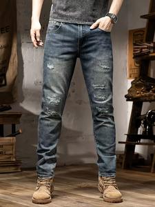 men's hip hop street style skinny ripped jeans, stretchy pencil pants for casual fashion & outdoor activities, streetwear