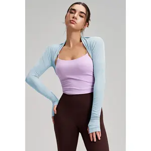 Long-sleeved yoga dance shawl, solid color cardigan, sports cover-up