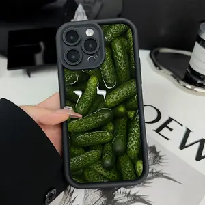 Fresh and Unique Cucumber-themed Creative Pattern, New "Heaven's Eye" Ladder-style Phone Case, Fun and Distinctive, Simple, Stylish, and Trendy, a Holiday Gift for Couples, Suitable for iPhone 17 E Air Pro ProMax iPhone16 15 14 Plus 13 12 Mini 11 X XS XR
