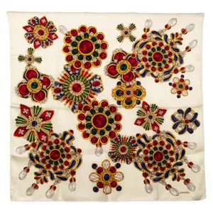 Pre-owned CHANEL 1 Small Leather Goods Jewelry Pattern Silk Scarf gz