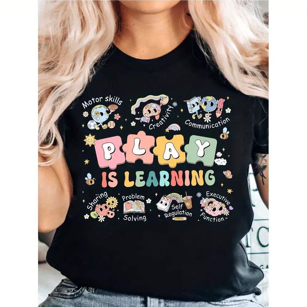Play Is Learning Teacher T-Shirt, Cute Educational Graphic Tee Preschool Teacher Gift , Early Childhood Education Shirt, Back to School T-Shirt, New Teacher TShirt