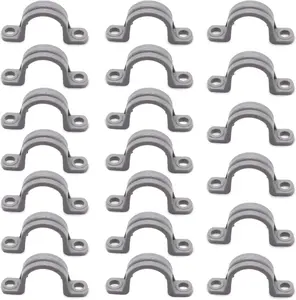 1/2 Inch PVC Pipe Strap, 2-Holes Conduit Pipe Clamps Plastic Pipe Supports (Grey, 20 Pcs)