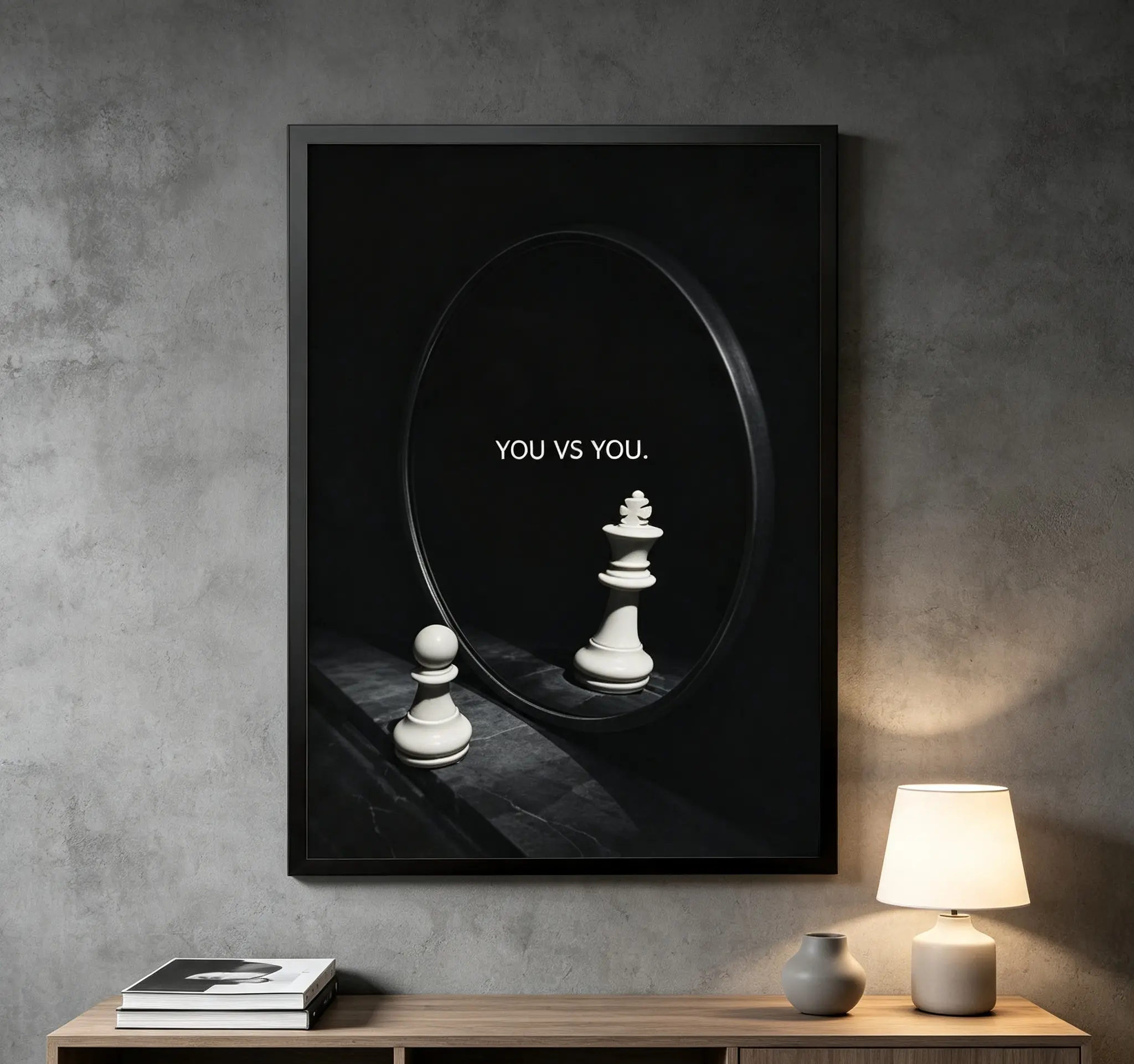 You Vs You Motivational Canvas Poster Luxury Mindset Wall Art, Inspirational Quote Poster for Office, Bedroom Home Decor, Gift for Goal-Oriented People