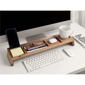 Wood Desk Organizer, Home Office Desk Organization, Tablet & Phone Stand For Cubicle With Docking Station